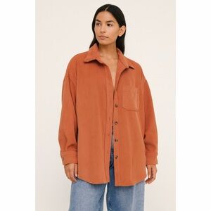 Corduroy Button Front Chest Pocket Utility Shirt Jacket Unisex Fall Shacket